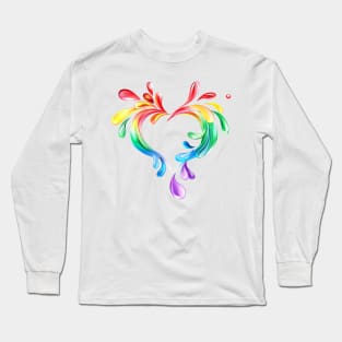 Heart of Rainbow Drops ( Rainbow Heart ) Long Sleeve T-Shirt